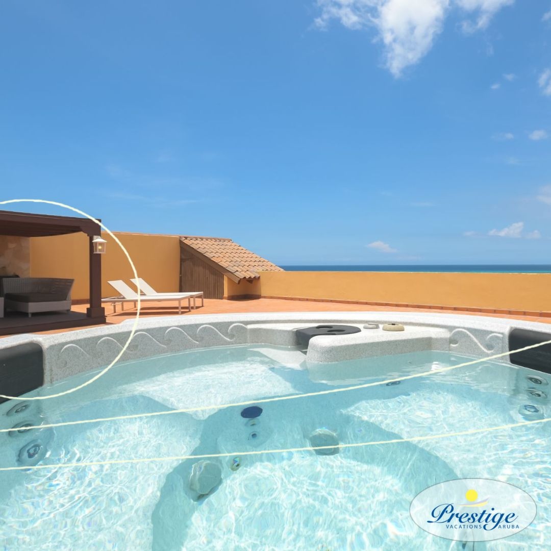 PrestigeAruba's tweet photo. Without a doubt, the nicest 2-bedroom penthouse on Eagle Beach in Aruba. Relax, soak, and unwind in your private hot tub while overlooking the ocean 

For more info about this amazing penthouse: https://t.co/HVKqxuKl0W https://t.co/O0vrNjqpRO