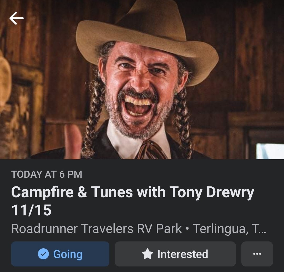 If you are around Terlingua tonight, I'm playing a solo set by the campfire at Roadrunner Travelers RV Park. All are welcome, no cover, BYOB. Come on over, and ¡Viva Terlingua! 🔥🌶