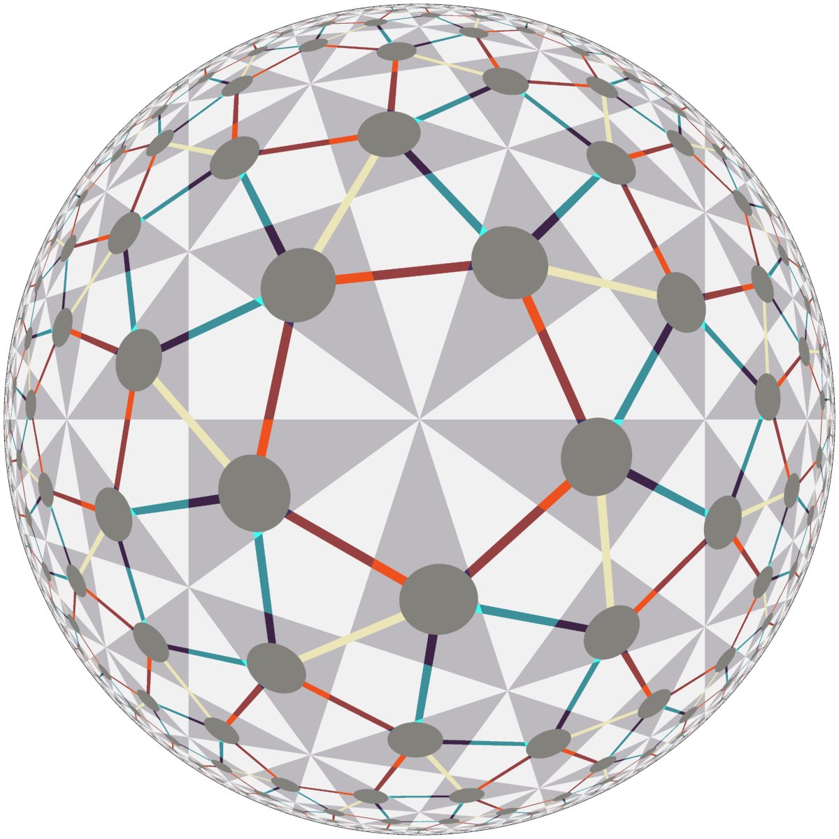 TilingBot's tweet image. #Hyperbolic #tiling shown in the Klein model. Snub {5,4}. en.wikipedia.org/wiki/Snub_(geo…