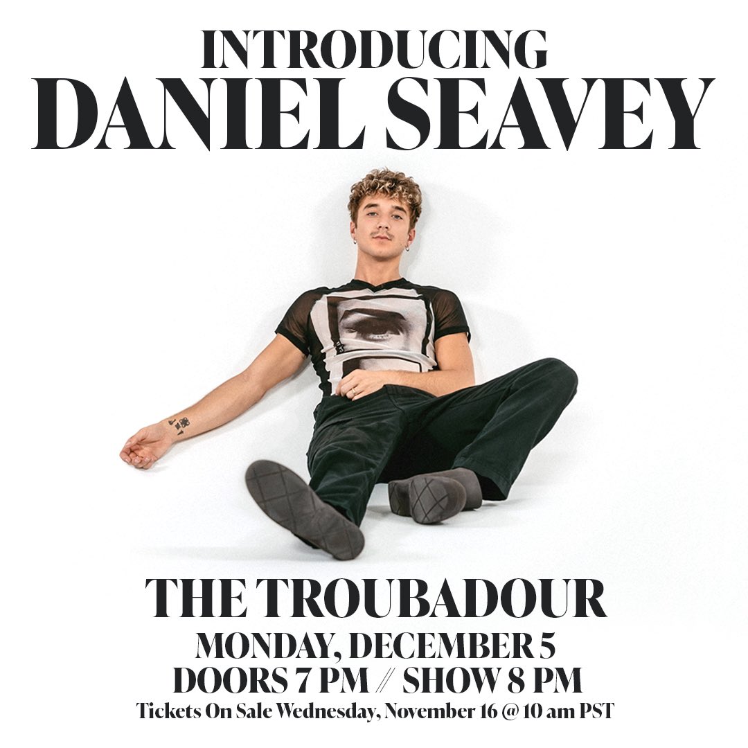 SeaveyDaniel's tweet photo. MY FIRST SHOW, TIX ON SALE TOMORROW MORNING, SEE YOU THERE 🤍 https://t.co/EEqbBPRmxA