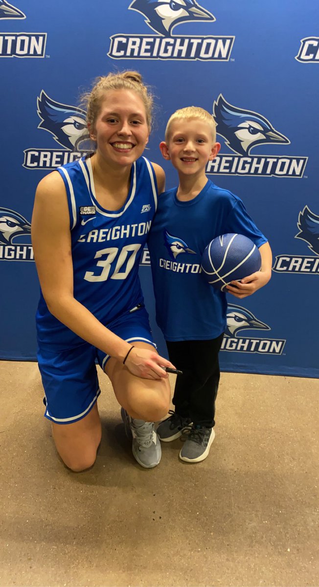 Got to watch our favorite <a href="/CreightonWBB/">Creighton Women’s Basketball</a>  player <a href="/_morggaaannnnn/">Morgan Maly</a> take down the Huskers! Thanks for making this kiddos night!!