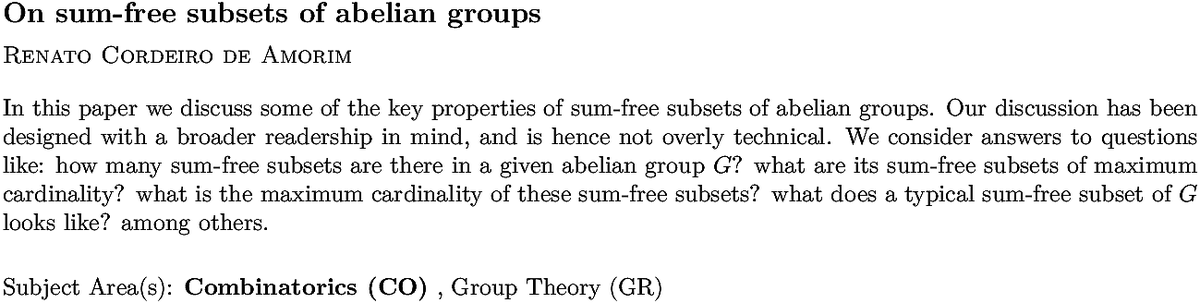 arxiv.org/abs/2211.07988…
R C D Amorim
On sum-free subsets of abelian groups