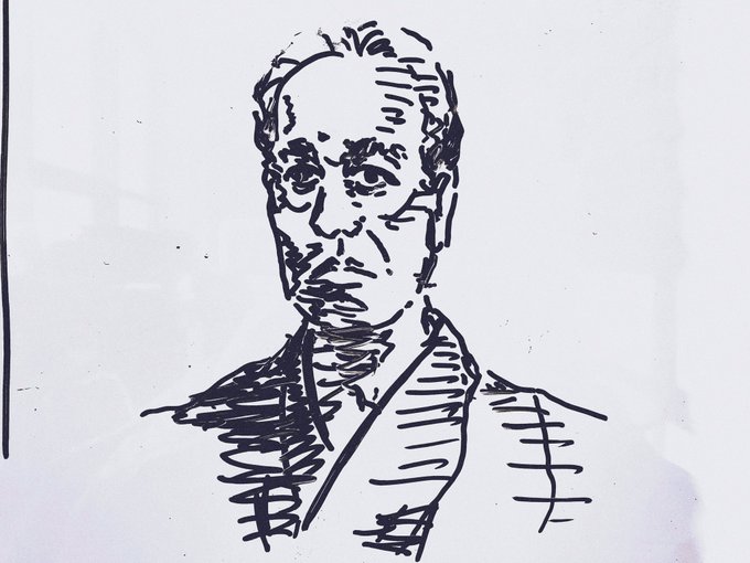 会社のホワイトボードに刻む福沢諭吉 