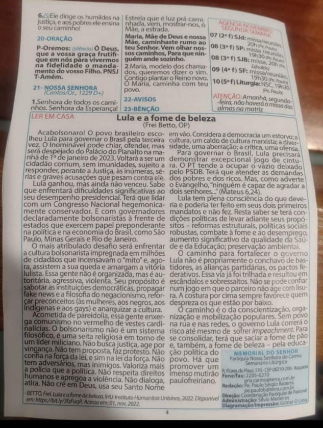 AdrianaSchmit20's tweet photo. Folheto da missa de  uma paróquia de São Paulo o padre está usando  o púlpito para fazer apologia  a um ladrão.  Senhores párocos  repensem bem antes de patrocinar festas da igreja. https://t.co/aMT3BSVLkb