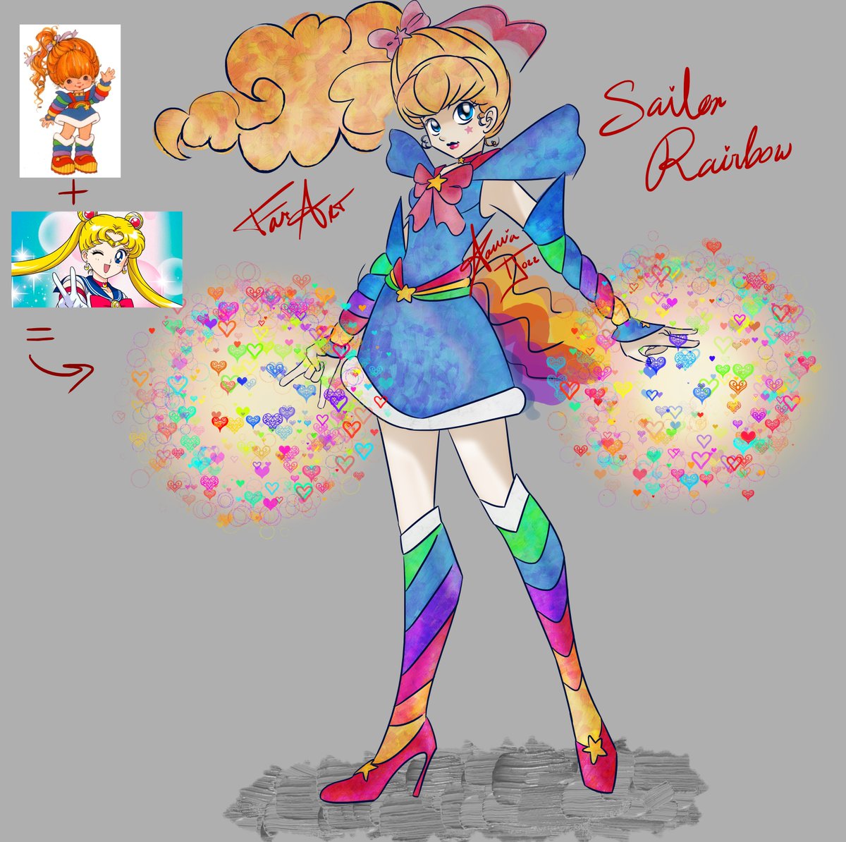 #ocio #sailormoon #fanart #fanmade #crossover #rainbowbrite #80s #90s #cartoon #draw #rainbow #color #wacomart #kritaart