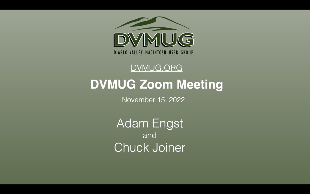 DVMUG's tweet image. DVMUG Zoom Meeting 11-15-22, Adam Engst @TidBITS &amp;amp; Chuck Joiner @chuckjoiner
youtu.be/SgCXDyKvGeQ