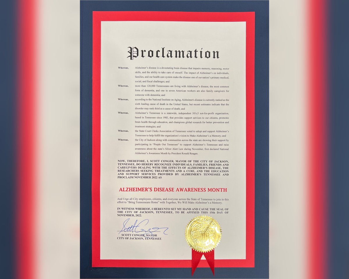 City of Jackson, TN on Twitter ".MayorConger signed an Alzheimer’s