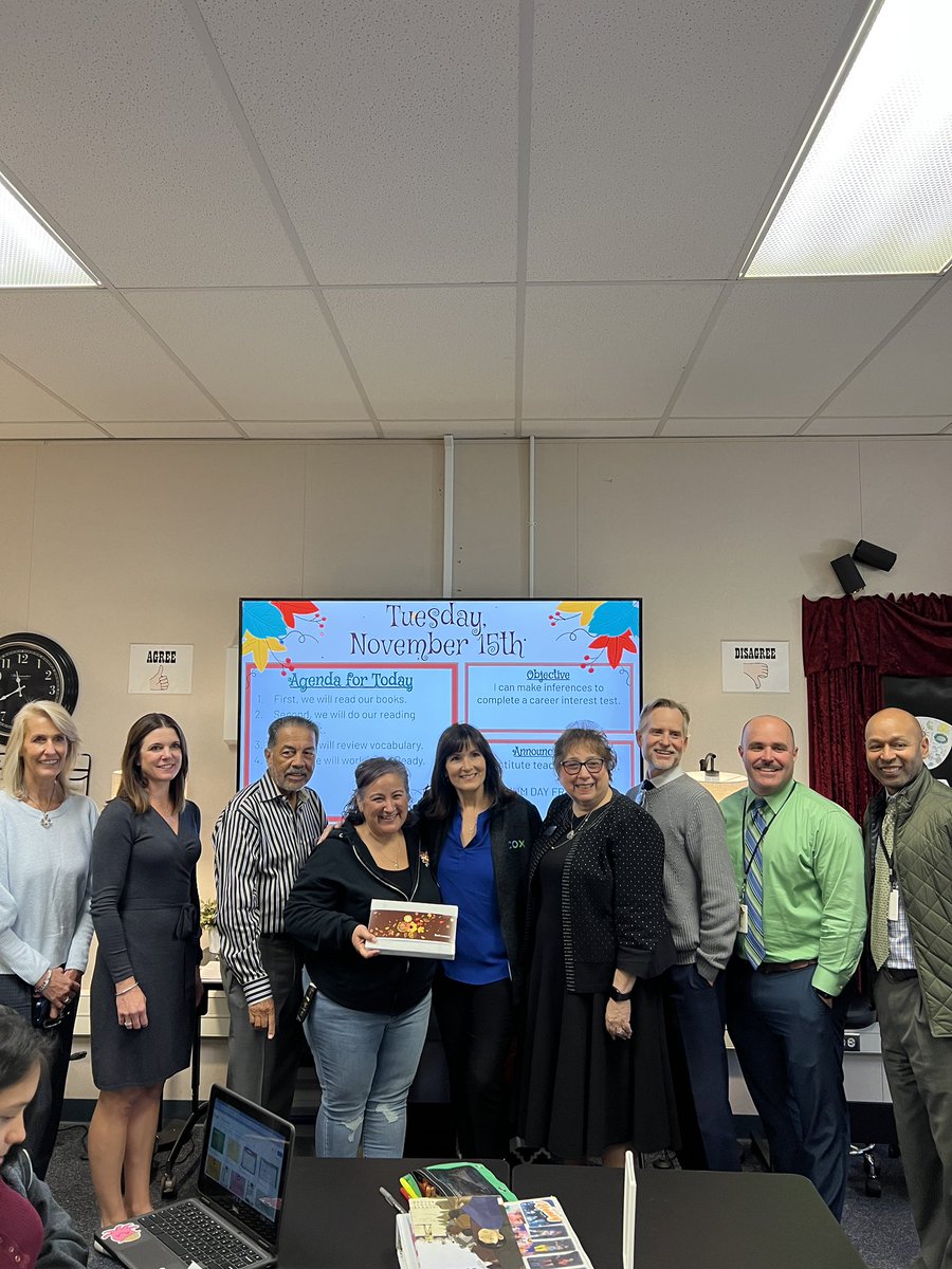 Celebrating our teacher of the year, Mrs. Dargavel with a surprise visit from <a href="/CoxComm/">Cox</a> and their generous gift of $2,000!