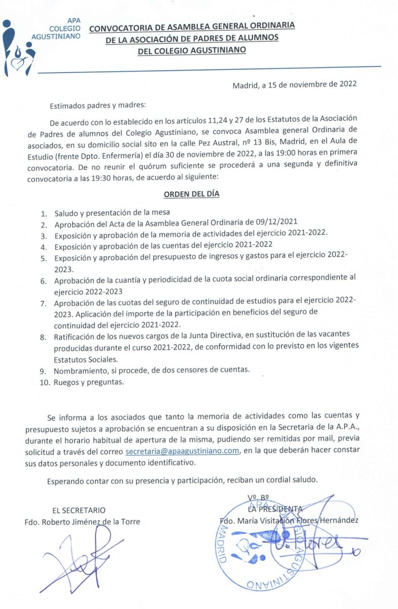 apacagus's tweet photo. Os esperamos en la próxima Asamblea del APA Agustiniano. La cita es el 30 de noviembre a las 19h. #somosagustiniano  @agustiniano_es @apacagus https://t.co/l2gyN8y1pC