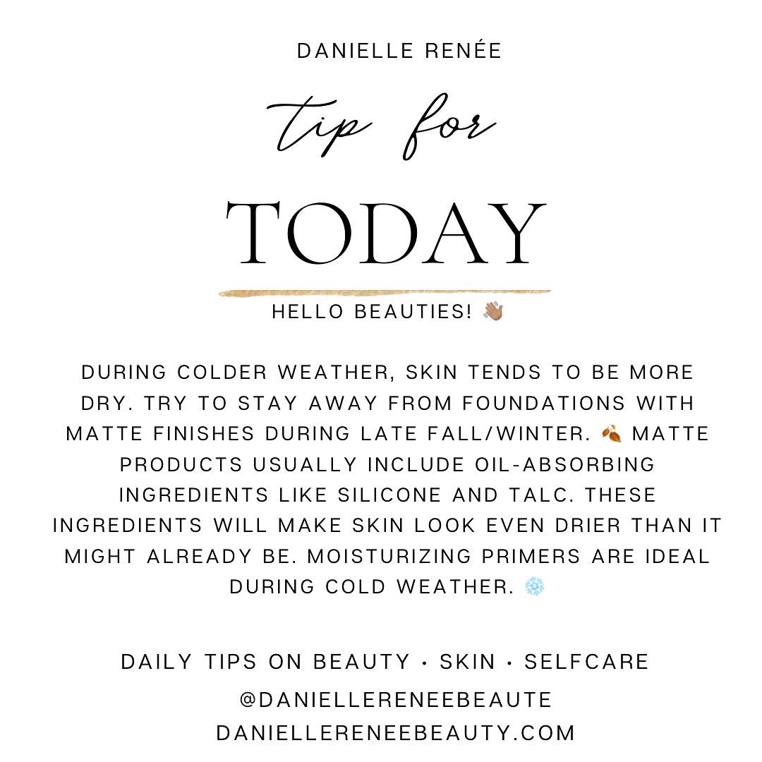 dani_dials's tweet image. Matte foundations can make skin look super dry during colder weather. See blog 🔗: daniellereneebeauty.com/post/skipping-…

#tipoftheday #skintips #beautytips
