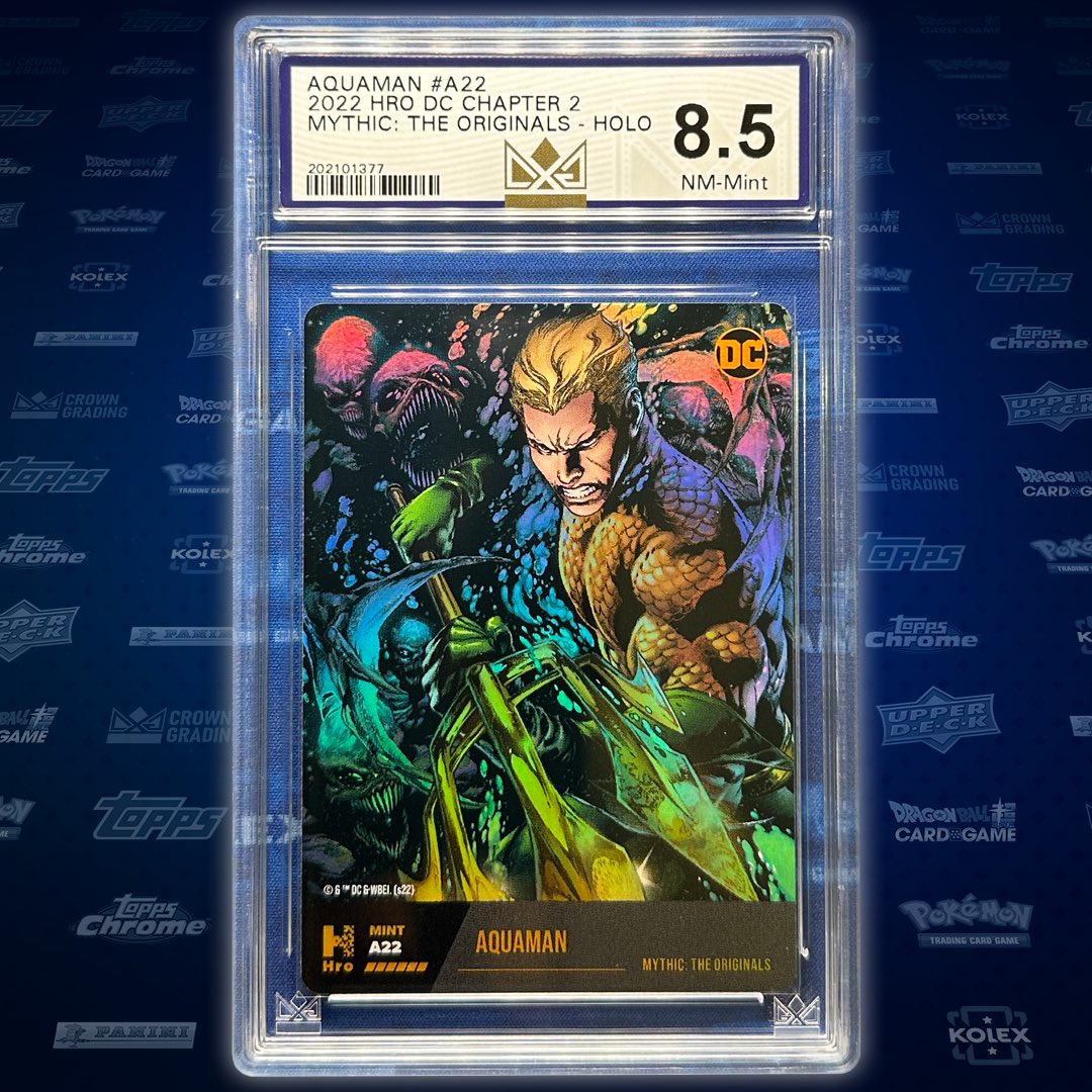 Again, happy to (most likely) be the first European Grading Company to grade and encapsule a <a href="/hro/">Hro</a> <a href="/DCComics/">DC Comics</a> Mythic Chapter 2 Hybrid Card 🤩👑 Thanks to <a href="/__PR1D3__/">PR1D3</a> for your trust in our service and huge congrats to this beautiful card 🌊 <a href="/markdono/">markdono.eth.eth</a> <a href="/flikQ/">Gavin Weeks</a> <a href="/LewisBye1/">Lewis</a> <a href="/derAPACHEE/">derAPACHE</a>