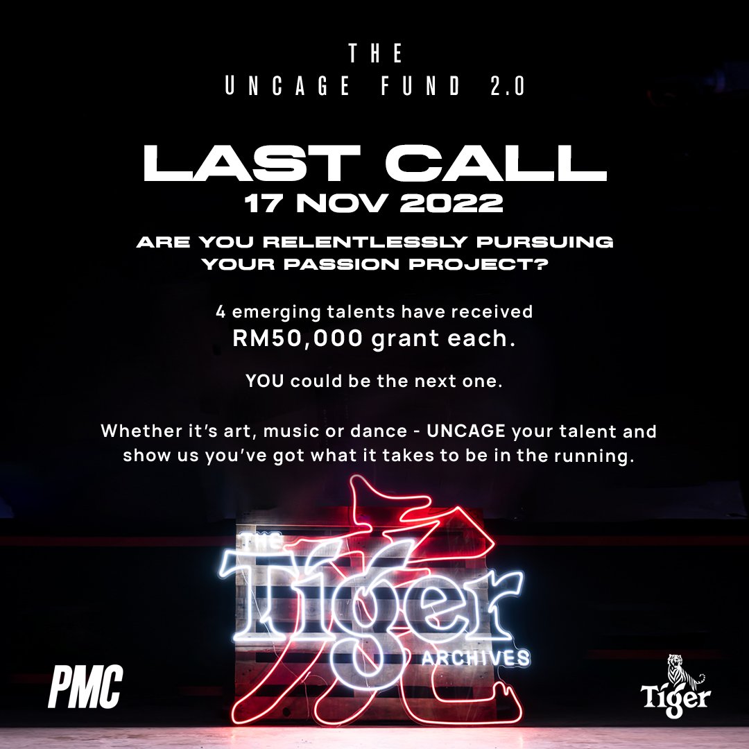 T-1 day before submissions close. If you know any talented creatives do spread the word. We're giving out RM50K to 4 selected talents to pursue your passion project. 

uncage.thetigerarchives.xyz

Winners will be selected via voting by the TTA community. 

#TheTigerArchives