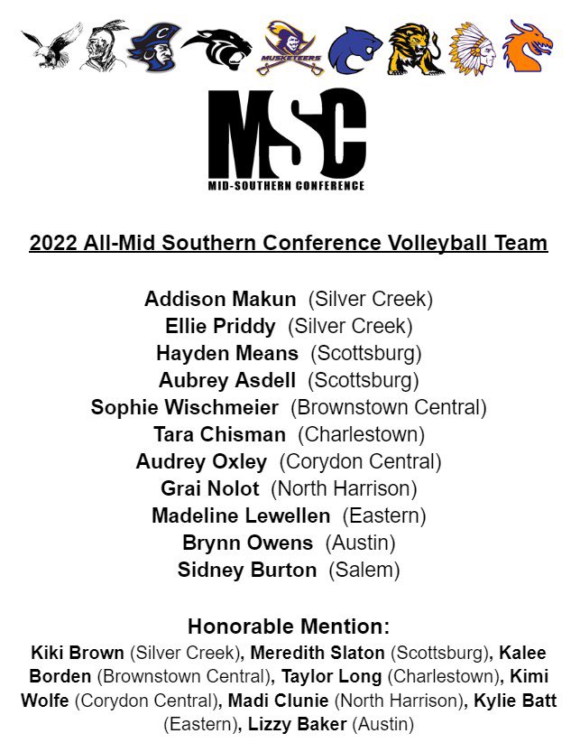 MSConference's tweet photo. 2022 All Mid-Southern Conference Volleyball Team https://t.co/fZKHTP8WvW