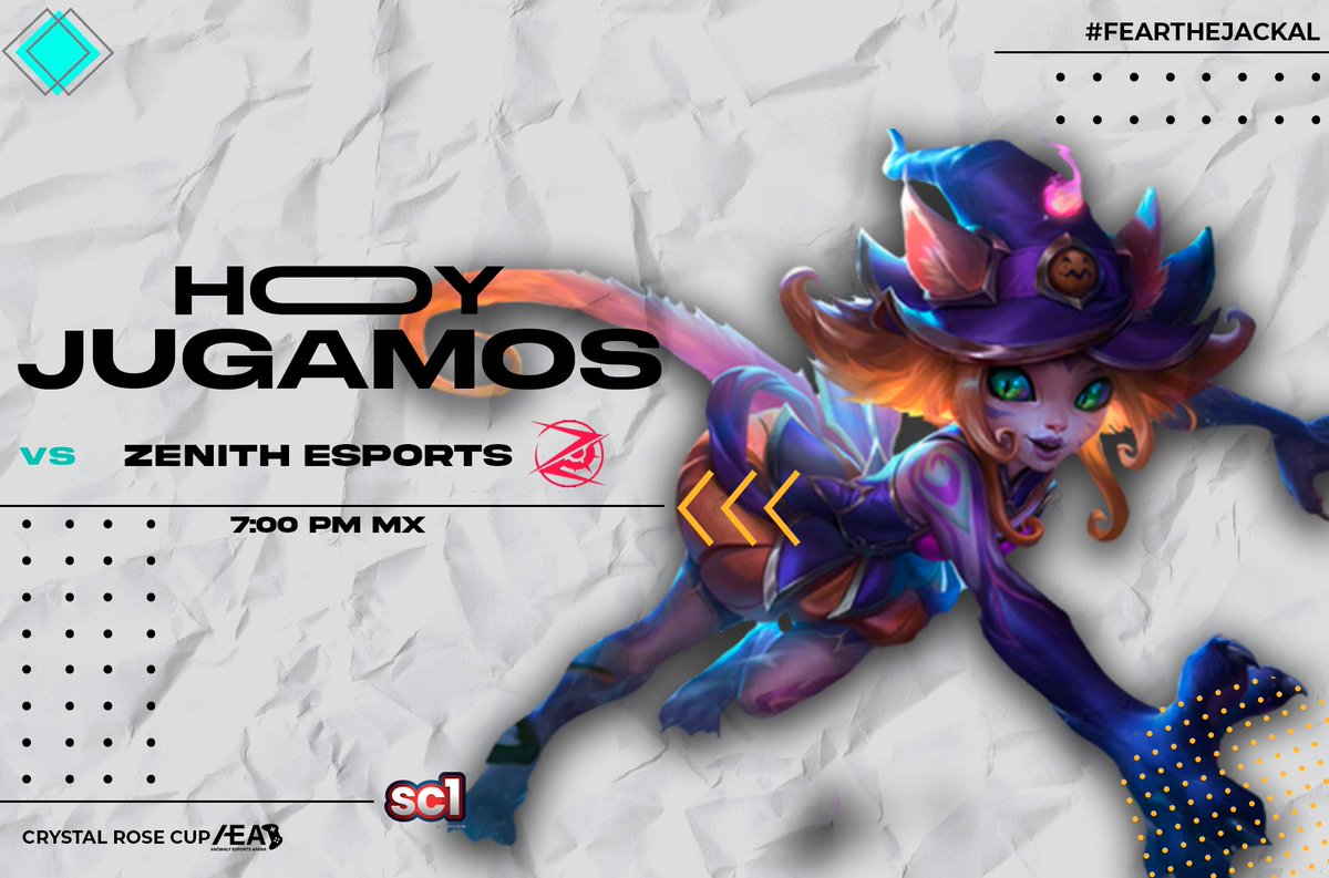 🐶| ⚡LEAGUE OF LEGENDS
¡GAMEDAY! En contra Zenith esports
Debido a que estaremos bailando mambo, nuestra partida comenzará las 7:30PM Hora CDMX a través de 
twitch.tv/anomalyesports…
¡Que se vea el apoyo ⚔️E J É R C I T O⚔️ en las redes sociales!
#GoANS #FearTheJackal