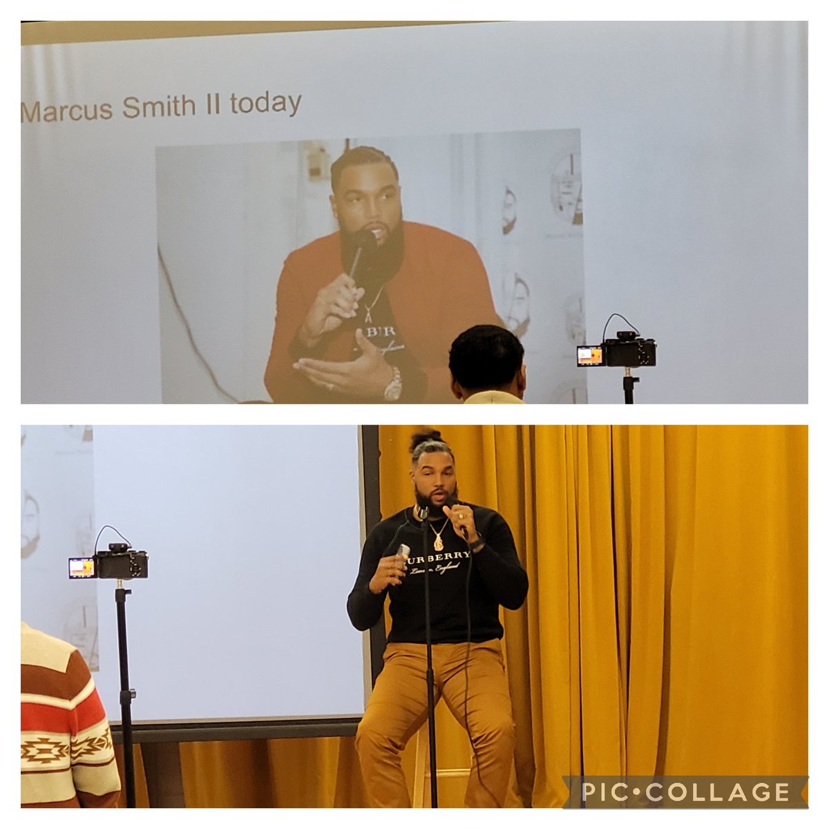 EvanGShortlidge's tweet photo. A candid conversation about mental health with former Eagles player Marcus Smith. #mentalhealthmatters
#BetterTogether @DesireeFaison @ShortlidgeAP @RedClaySchools https://t.co/aMzketZGYc
