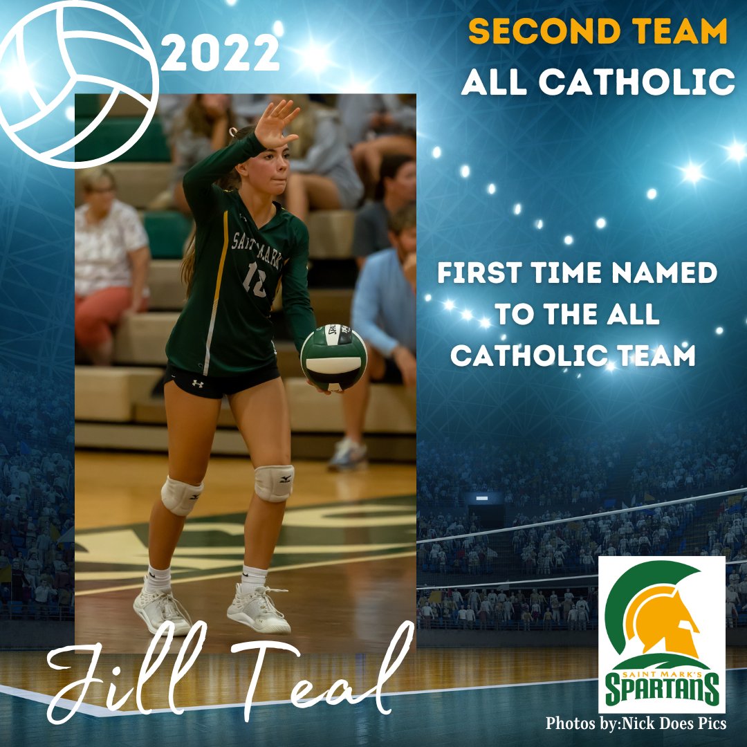 SaintMarksVB's tweet photo. Big Congrats to these 4 lady Spartans for receiving  accolades from our Catholic Conference!! #saintmarkshs #theplacetovolley #spartanstrong https://t.co/beYQhbkC4o
