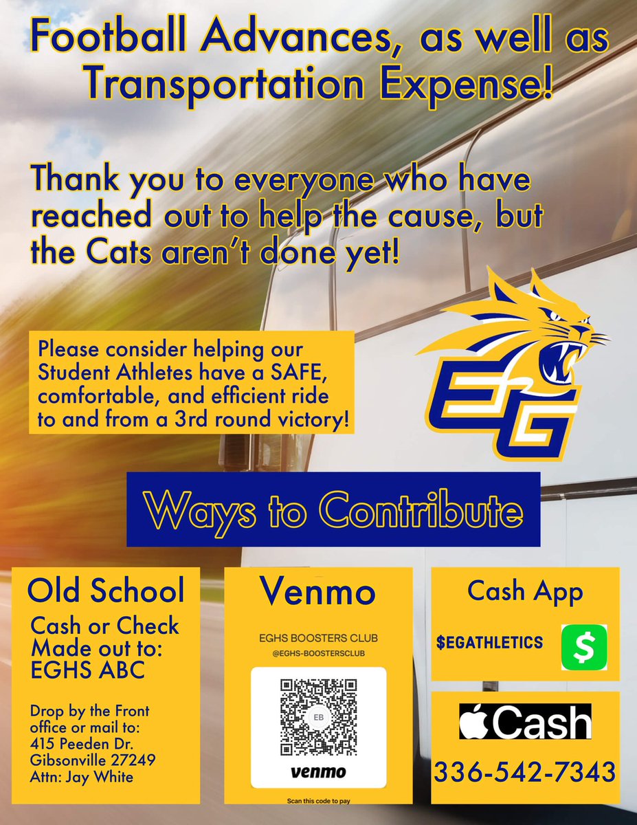 PinkGiraffe_51's tweet photo. Please help our boys out!! They have worked so hard to earn this!! Any amount of donation will be greatly appreciated!! @ericainsworth_  @EGWildcatFB  @Jainsworth76 https://t.co/g94b3EA1BP