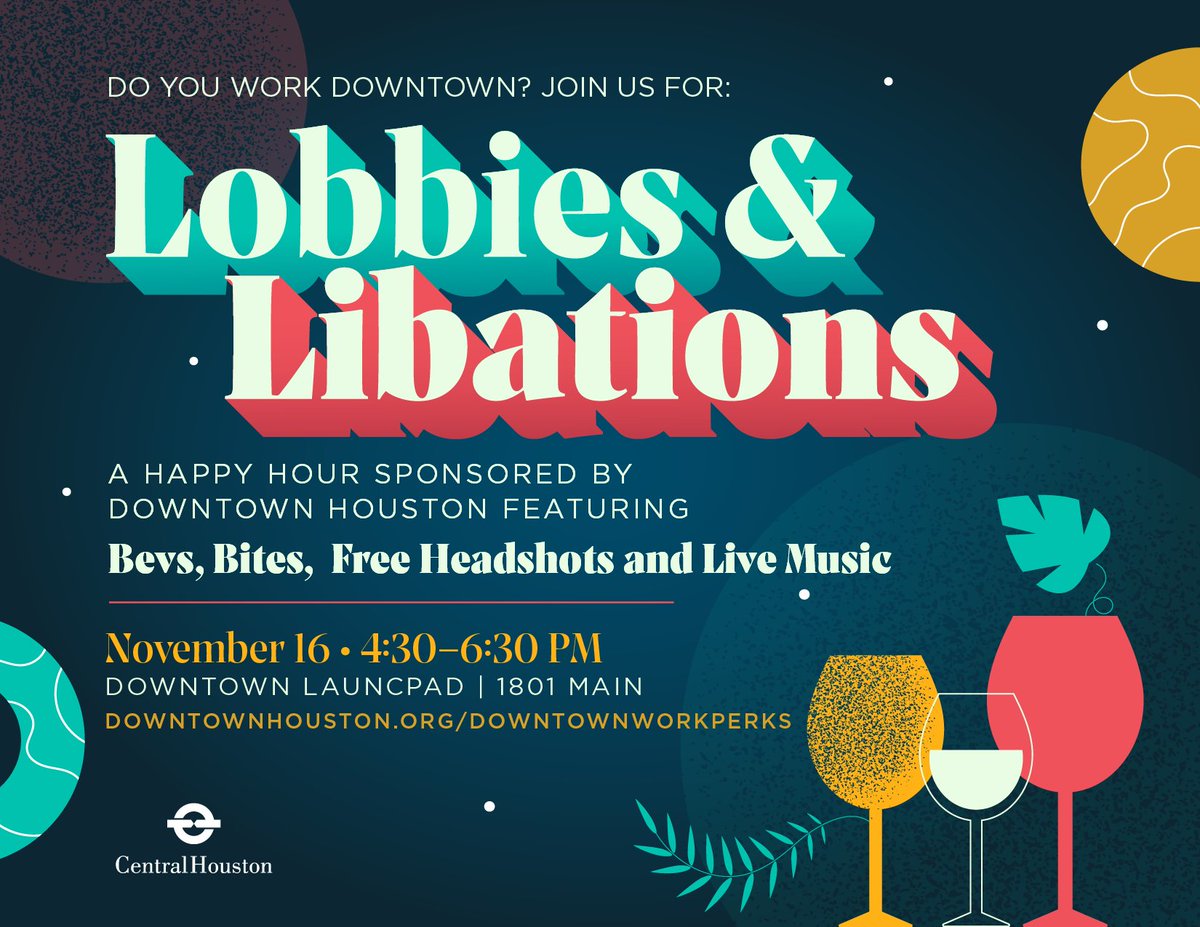 There's still time to RSVP and join us tomorrow for Lobbies + Libations here at the Downtown Launchpad! Come out to connect with other Downtown professionals over bevs and bites!

DowntownHouston.org/DowntownWorkPe…