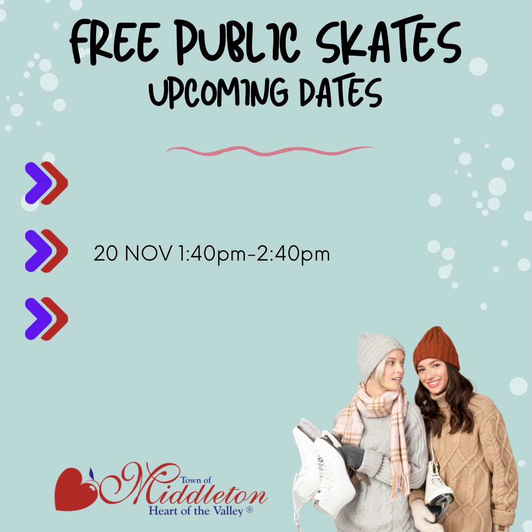 Upcoming FREE skate in Middleton.