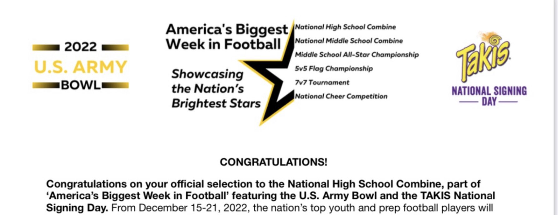 Brady Gelineau on Twitter "Thank you USArmyBowl for the invite to