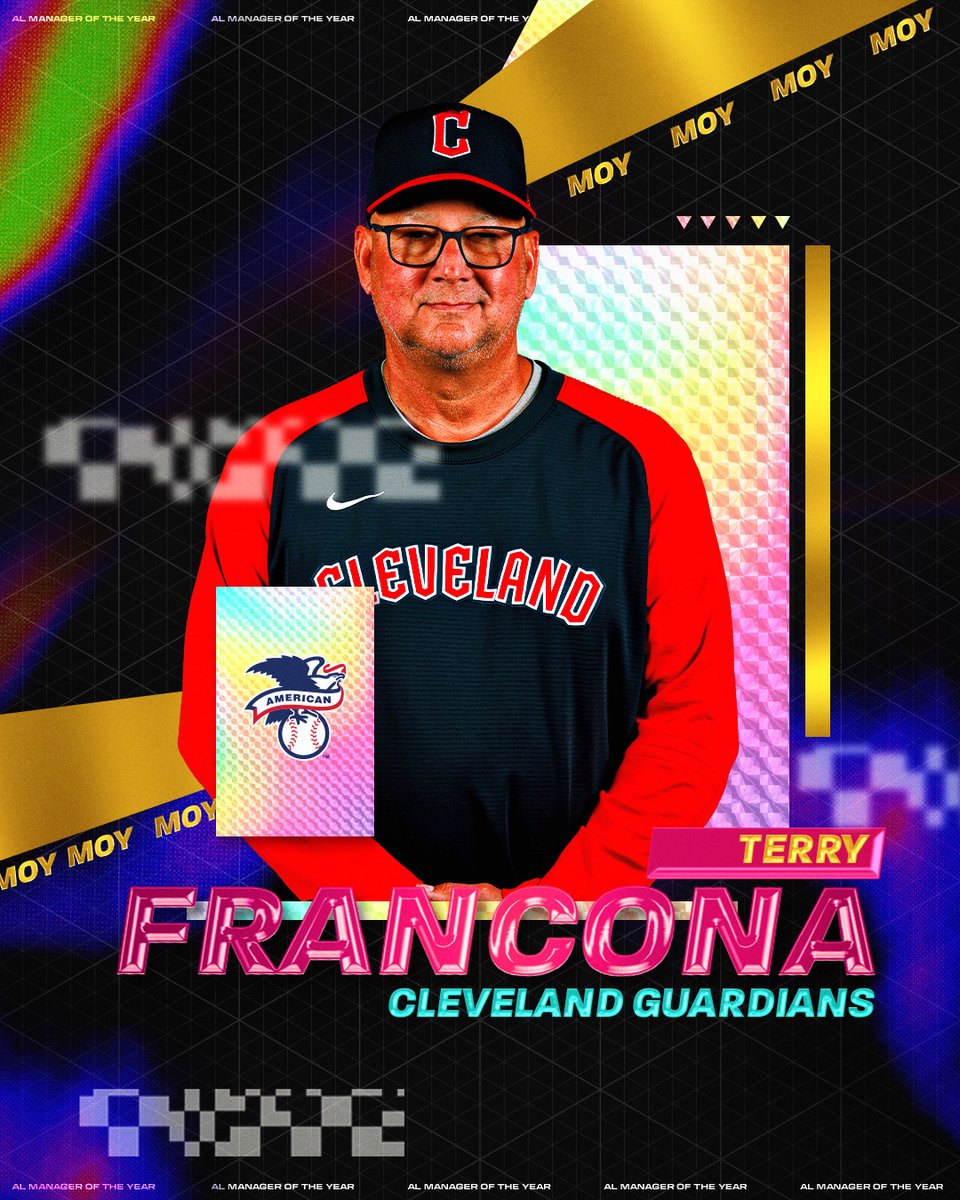MLB's tweet image. After leading the @CleGuardians to the AL Central crown, Terry Francona has won his 3rd career AL Manager of the Year award.