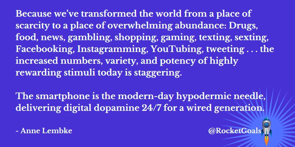 RocketGoals's tweet photo. Twitter is very much 
a scrolling bag of chips -
dopamine hit 
after crunchy dopamine hit.
But you already know that!

Self-regulating your dopamine flow
is the key to success
in a super-abundant world.

Embracing scarcity 
unlocks talents 
unavailable from any screen. https://t.co/kXeypiIfWN