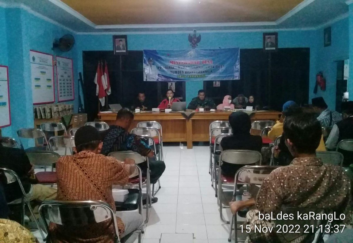 Agus2Prihanto's tweet image. Musyawarah Desa Pendirian Badan Usaha Milik Desa (Bumdes) Bhakti Makmur Desa Karanglo
Selasa, 15/11/22 

#TPPJatibarangBrebes
#Bumdes
@halimiskandarnu
@kemendespdtt
@bpsdmkemendesa
@taufikmadjid71
@yusradaridesa
@tppkemendes
@TPPJateng
@EvyNurmilasari
@AhmadMunsip
@beta_nurcholis