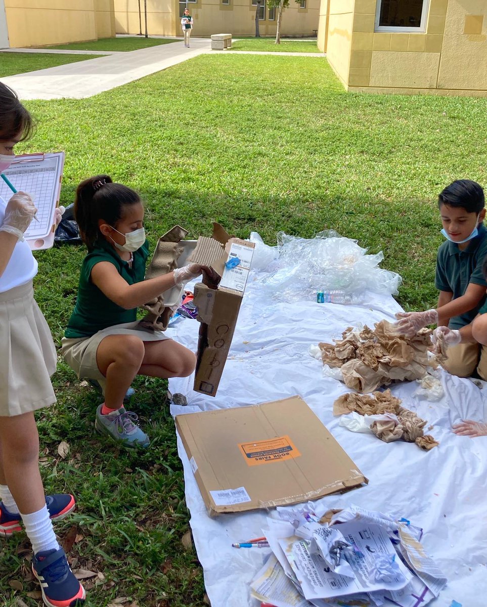 ESUSASouthFL's tweet photo. 4th grade Eco Action Team. Consumption and waste audit. Wesley Matthews Elementary going for their Green Flag this year!! @wmes_bulldogs @miami_dade_public_schools @miamischools @mdcps_steam_ @nwfeducation https://t.co/B2p1tFKf25