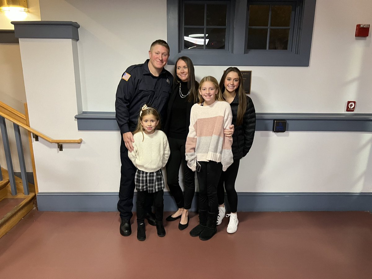 Tonight Firefighter William Hurley was officially sworn in. He graduated from the Massachusetts Firefighting Academy Recruit Training in May and completed his probationary period on 11/11/22.  Congrats Billy.