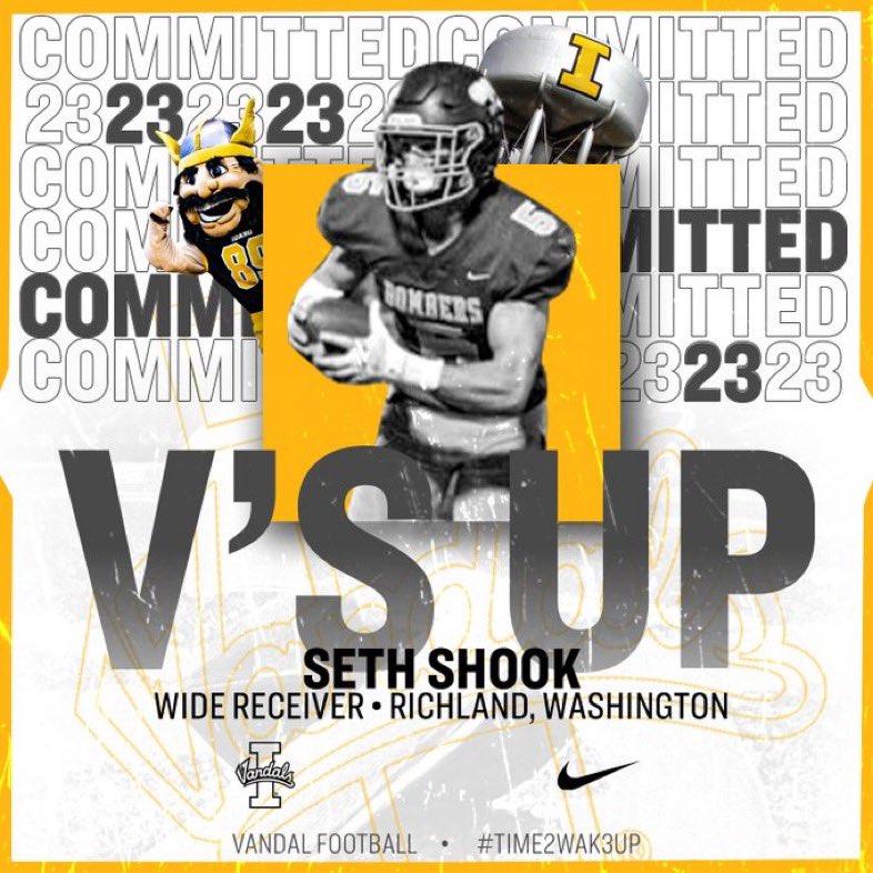 SethShook2's tweet photo. ✌🏼‘s up!!!💛🖤 BABYY!!!!💛🖤🖤 
@VandalFootball @MattLinehan_10 @Coach_Eck @TevitaLose @LukeSchleusner @RHSBomberFB @BrandonHuffman @RylandSpencer @CascadiaPreps https://t.co/r1sFZUpJiI