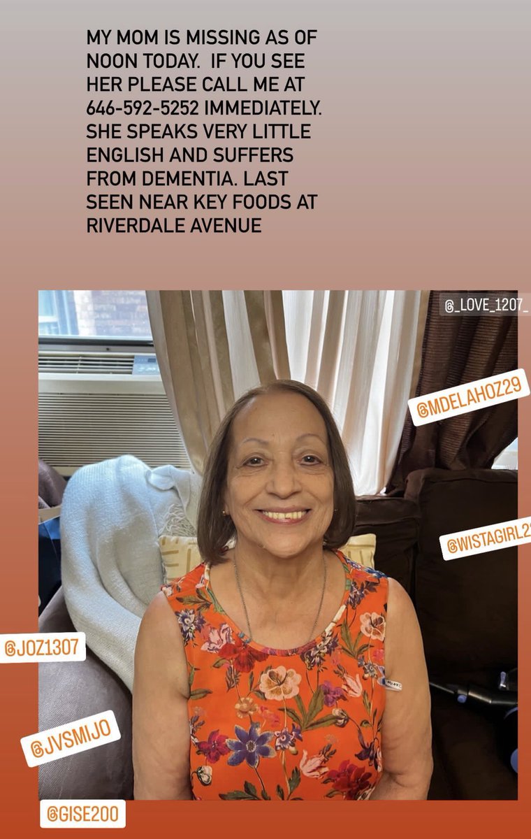 NY fam, my aunt is missing. Please please please share. She is so dear to us all 🥺