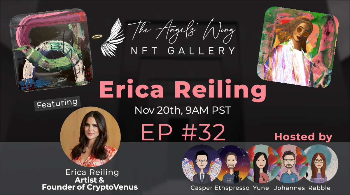 The Angels' Wing | Podcast | Art Community (@theangelswing) on Twitter photo So excited to chat this Sunday at 9AM PST with the amazing <a href="/EricaReiling/">ERICA REILING</a>, artist and creator of the one-of-a-kind <a href="/CryptoVenus_NFT/">CryptoVenus π 2.22.22</a> project.
x.com/i/spaces/1yoKMβ¦ So excited to chat this Sunday at 9AM PST with the amazing <a href="/EricaReiling/">ERICA REILING</a>, artist and creator of the one-of-a-kind <a href="/CryptoVenus_NFT/">CryptoVenus π 2.22.22</a> project.
x.com/i/spaces/1yoKMβ¦