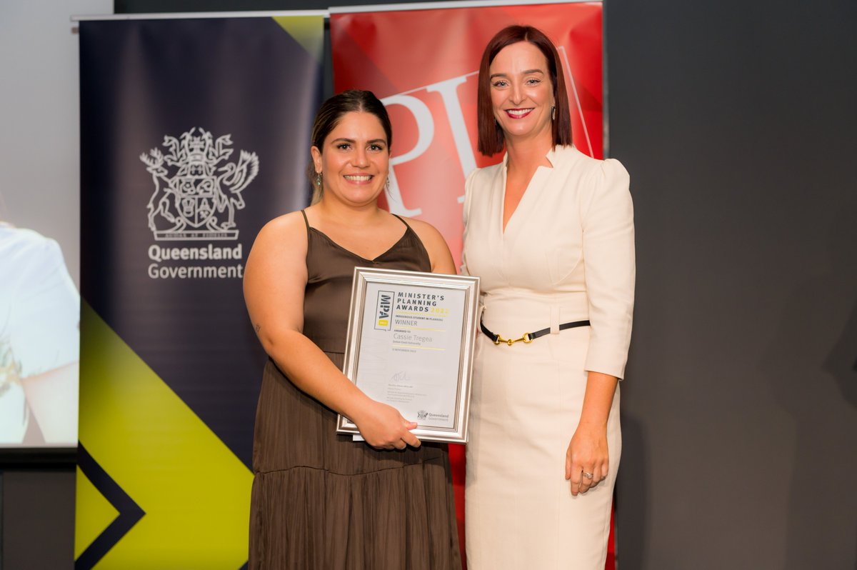 Congratulations to Cassie Tregea, Eastern Kuku-Yalanji woman and student in the BPlanning at @jcu for winning the Minister's Planning Award (Indigenous Student in Planning) at the Queensland awards! Making a difference to #FNQ #FirstNationsPlanning Photo credit @pia_qld