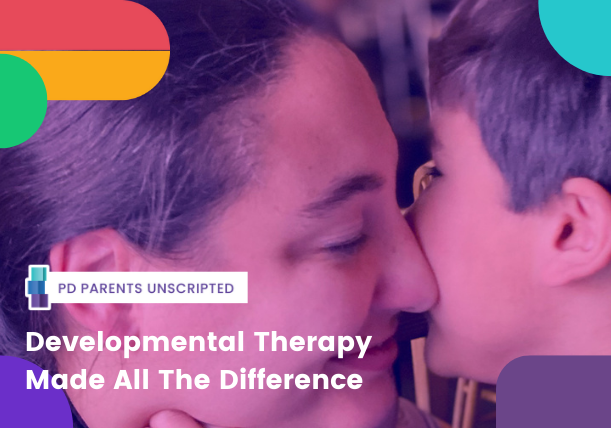 PositiveDev's tweet image. "The amount of progress he has made has just been way beyond our expectations. He has improved so much in doing the developmental therapy circles of communication, back &amp;amp; forth play, his language..." bit.ly/3gZ8UyS #ThePositiveWay #PDParentsUnscripted #PureJoyInProgress