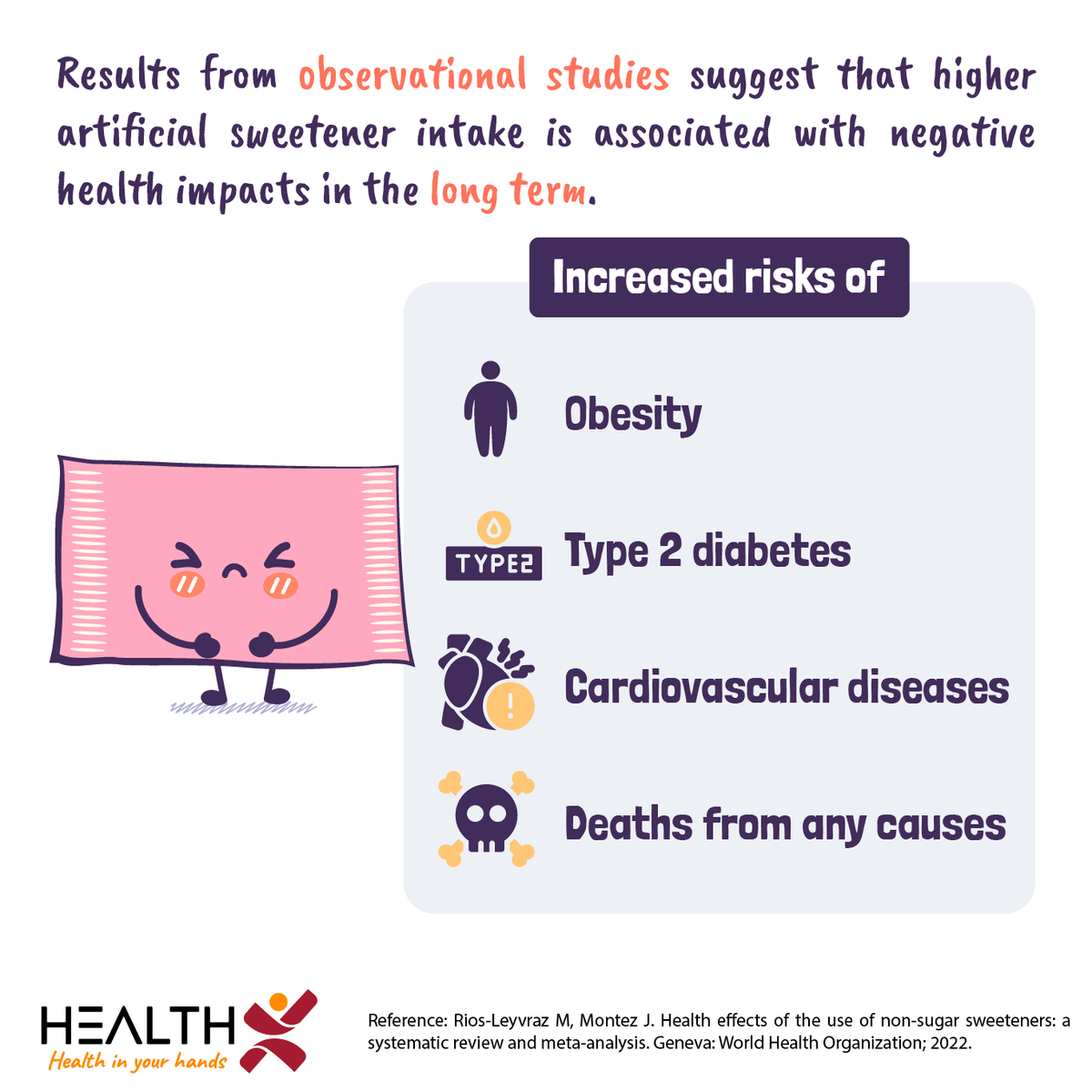 My_Health_X's tweet photo. Research findings concerning the health effects of artificial sweeteners have been inconsistent.
#HealthX #HealthMatters #SugarSubstitutes #ArtificialSweeteners #LowCalorieSweeteners #HealthyEating #HealthyLifestyle #Health #Wellbeing #Wellness https://t.co/3B5FFVFzDp