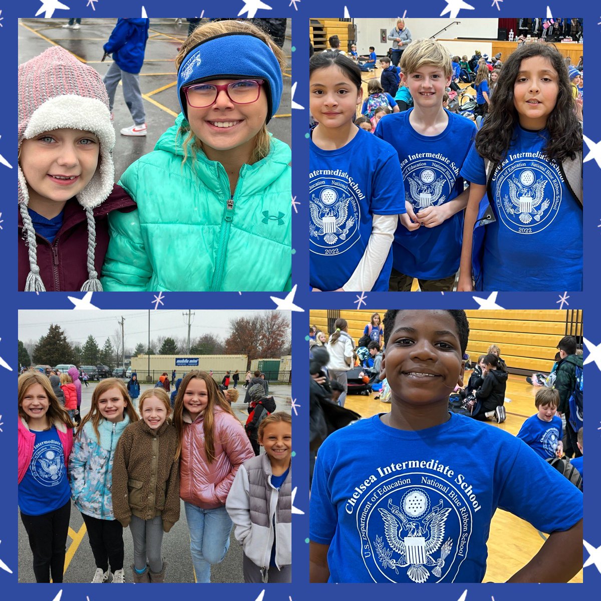 Chelsea_Tigers's tweet photo. Today was Tuesday BLUESday at Chelsea! We celebrated our @NatlBlueRibbon award with our new shirts, presentation of our flag and plaque, and a little extra recess! #WeAreChelsea #fsd157c https://t.co/MkxnUUzXli