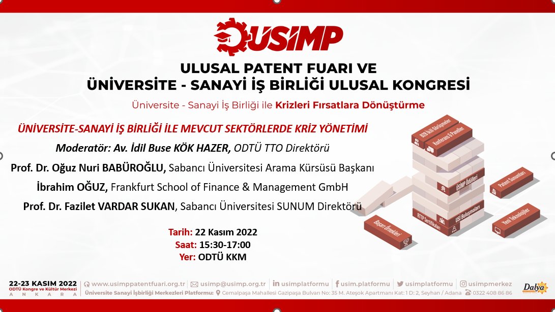 usimpmerkez's tweet photo. UPF'22 Kongresi kapsamında "Üniversite-Sanayi İş Birliği İle Mevcut Sektörlerde Kriz Yönetimi" başlıklı panel Av.idil Buse Hazer Kök moderatörlüğünde değerli panelistlerimizin konuşmalarıyla gerçekleşecektir.
Kayıt: https://t.co/rstZZV6FLr
Program: https://t.co/RBWD7DW2Mc https://t.co/pvPgrF7PpZ