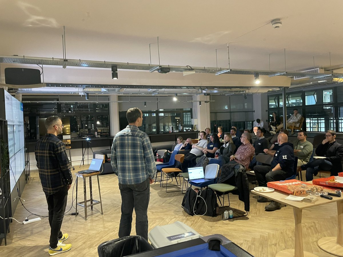 billyjava's tweet photo. Great turnout for the Sitecore user group in Manchester tonight. Big Thanks to everyone that came and to the presenters (Matt, @jermdavis, @dh_analytics and @LoicRabehaja) and @DeptAgency for sponsoring and 🍻and 🍕. Video coming soon #SugMan #SUG #sitecore https://t.co/AjfQCmR0Xb