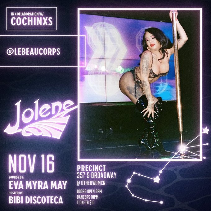 Wednesday Nov. 16th, I’ll be dancing at Precinct DTLA for #JOLENE ! Come and enjoy the show! ? https://t