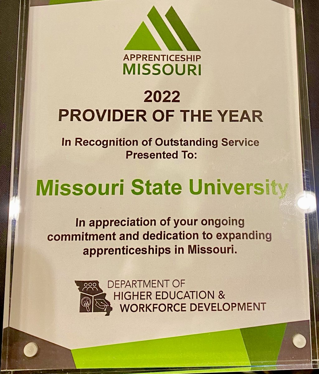 Jon Turner (@jonturneredd) on Twitter photo Proud that <a href="/MissouriState/">Missouri State</a> named today as “Provider of the Year” at #MoApprentices Summit in KC! Thanks to our K-12 education <a href="/MOEducation/">Missouri DESE</a> partners for joining us in expanding apprenticeship as pathways for teaching in Missouri. <a href="/MODHEWD/">MO Higher Education & Workforce Development</a> <a href="/MoStateCOE/">Missouri State COE</a> Proud that <a href="/MissouriState/">Missouri State</a> named today as “Provider of the Year” at #MoApprentices Summit in KC! Thanks to our K-12 education <a href="/MOEducation/">Missouri DESE</a> partners for joining us in expanding apprenticeship as pathways for teaching in Missouri. <a href="/MODHEWD/">MO Higher Education & Workforce Development</a> <a href="/MoStateCOE/">Missouri State COE</a>