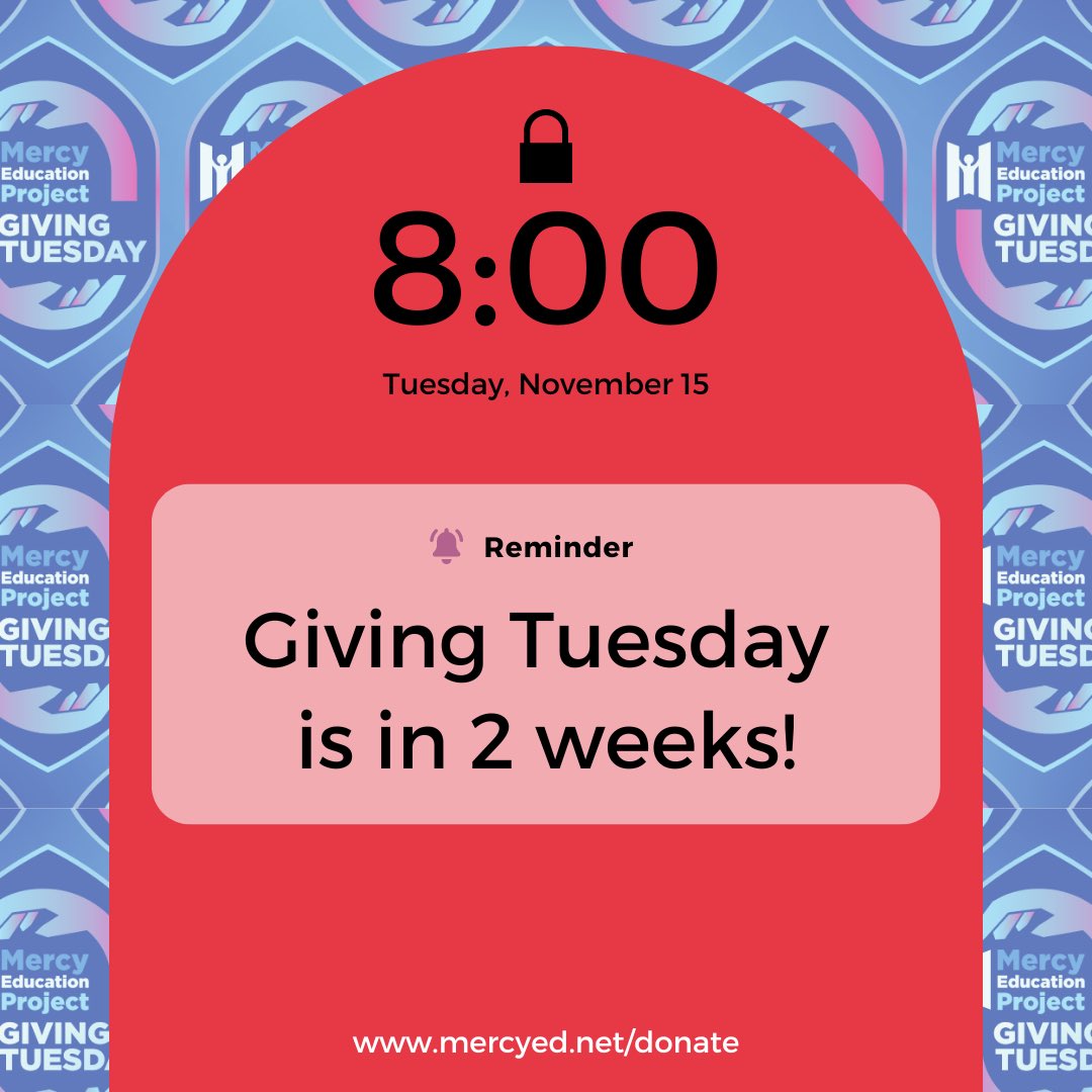 MercyEdProject's tweet image. The countdown to the giving season is on! Help MEP reach our goal of 100 Girls/100 Tutors with your dollars on Tuesday, November 29th. #GivingTuesdayDetroit #GivingTuesday2022