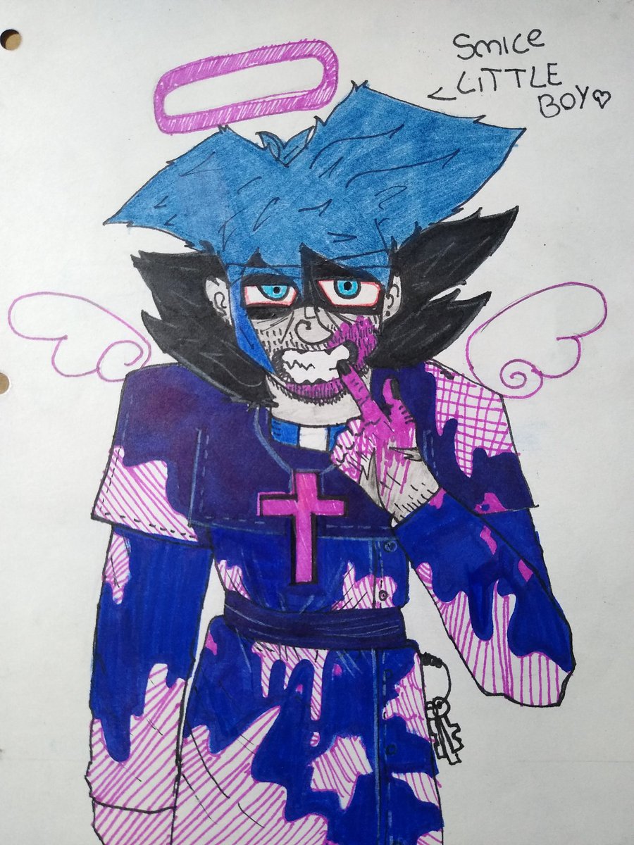 rubenxdgam's tweet photo. well i'll have to get another pink marker for the blood haha @rebecca_doodles  
#starvingartists #fnf #benslayer https://t.co/X4fEF7qAuA