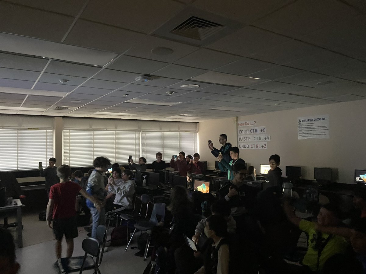 FerraraCodes's tweet image. I think I snapped this 5 seconds too late but I had 40 middle school kids locked in on finding their name when the HMS Code/Clash 2022 teams were announced. Can’t wait for next week!