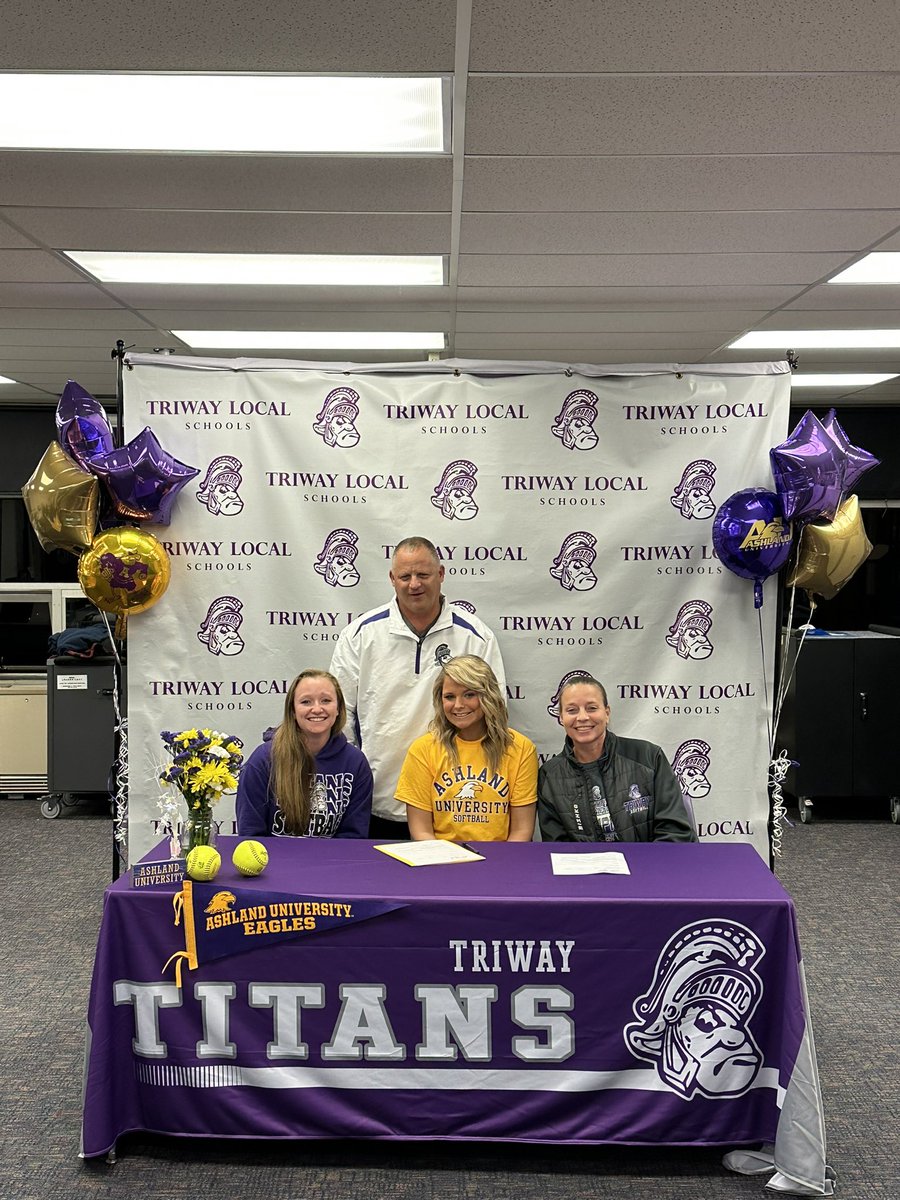Congratulations to Emma Flinner on officially signing with Ashland University to continue her academic &amp; softball careers! Emma helped guide the Titans to a state champ last spring while earning All Ohio honors. AU is getting one of the best players in the area. Congrats Emma!