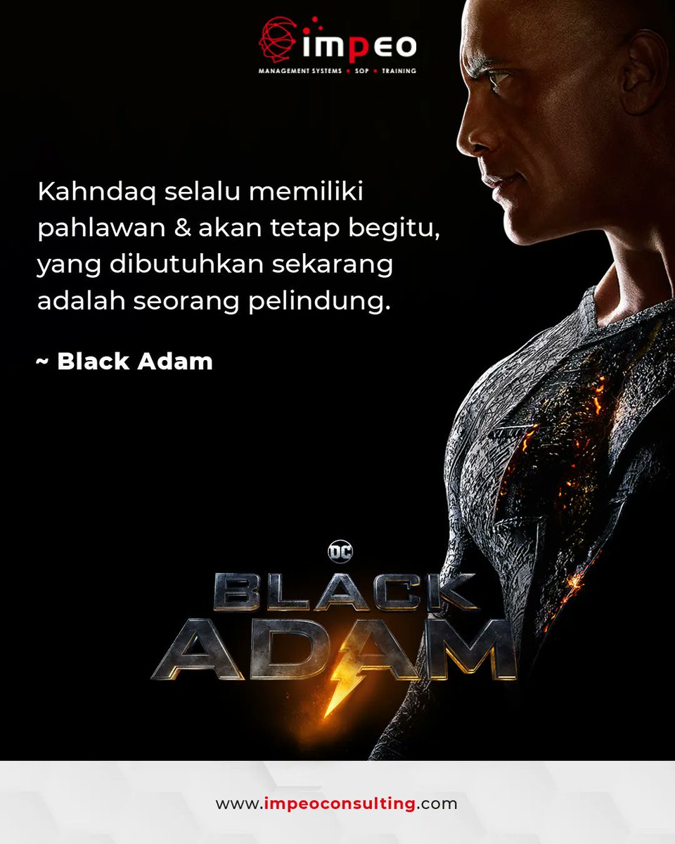RickyBoenardy's tweet photo. Semangat Pagi

Quote of the day dari Film Black Adam:
"Kahndaq selalu memiliki pahlawan &amp; akan tetap begitu, yang dibutuhkan sekarang adalah pelindung."

Semoga menginspirasi Anda semua.

#impeoconsulting #pembicara #konsultan #training #quotesindonesia #quotesindo #quotesimpeo https://t.co/mAatH9kFqJ