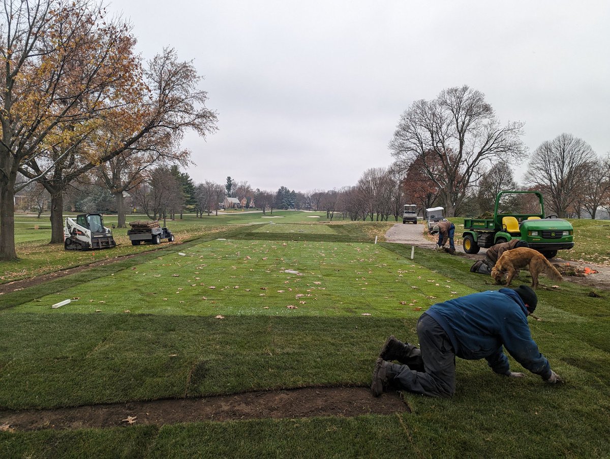 Laying sod in the snow was nowhere near as bad as you'd think.  Who knew?!  Much better than in the rain.  Crew pounded it all out today!  💪👊