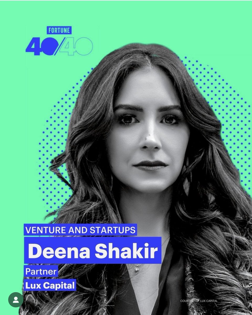Feeling immensely grateful to <a href="/FortuneMagazine/">FORTUNE</a> for amplifying the achievements of so many incredible women and leaders on their Fortune under 40 list… And to have the opportunity to back such amazing entrepreneurs building the future of women’s health and more via <a href="/Lux_Capital/">Lux Capital</a>!