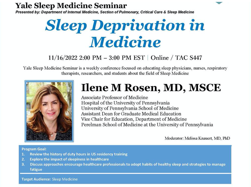 JanetHilbertMD's tweet photo. Please join us tomorrow for back to back talks on #sleep  @YalePCCSM @Yale  with Dr Ilene Rosen  @IRo1128 #YaleSleep https://t.co/MHP226pELw