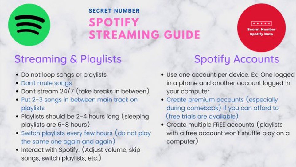 6N_SpotifyData's tweet photo. π’ To help us stream @5ecretNumber better on Spotify Iβve made a guide to help us!
For playlists add the Title Track after every 2-3 songs! See the one below as an example & to make your own! Also TAP Playlists Coming! βΊοΈ
#SECRET_NUMBER #TAP #SLAM #LOCKEY #SECRETNUMBER5thSingle https://t.co/t3fALuQe7W