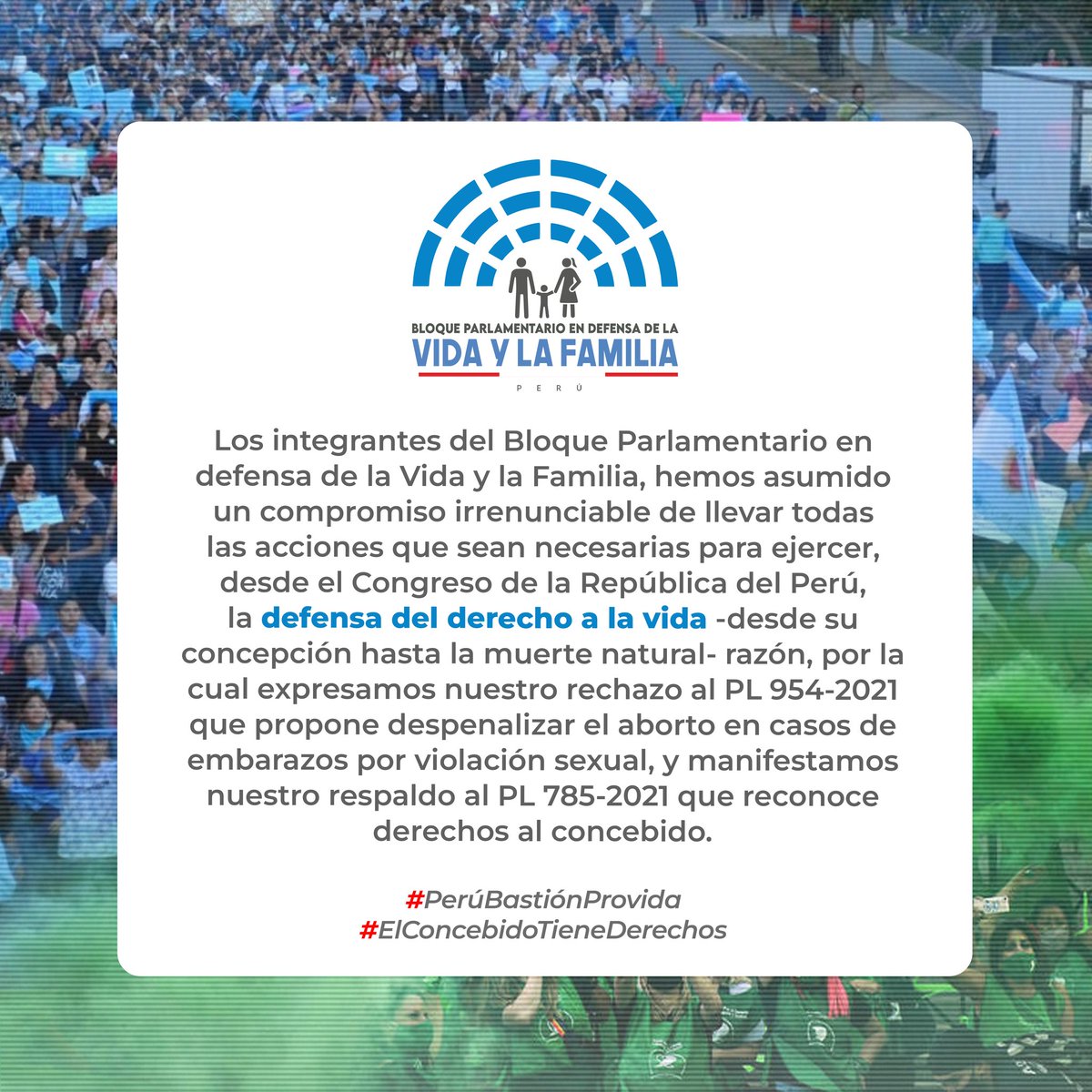 BloqueVidayFam's tweet photo. 🚨 #AlertaProvida | La comisión de Justicia y Derechos Humanos del @congresoperu pondrá mañana a debate el PL 954 que propone despenalizar el aborto en casos de violación sexual y el PL 785 que reconoce que #ElConcebidoTieneDerechos. 1/2 https://t.co/7HflOdfCfI